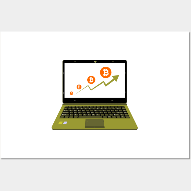 realistic laptop vector illustration display bitcoin assets Wall Art by asepsarifudin09